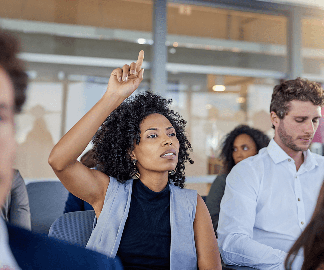 Attendee asks question in conference