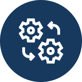 Icon showing two interlocking gears with arrows indicating rotation.